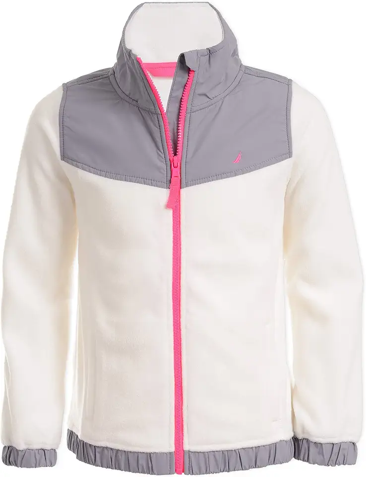 Kids Spotlight: Nautica Girls&#x27; Full-Zip Fleece Jacket, Signature Logo Design, Lightweight &amp; Wind Resistant
