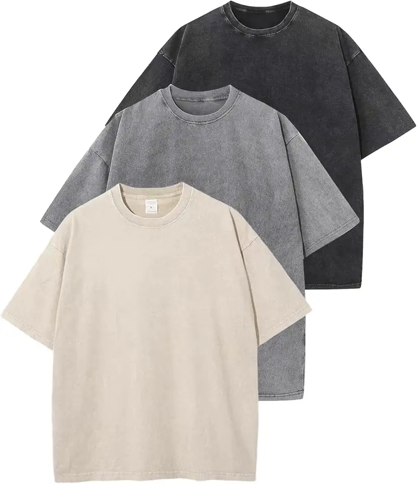 Men Spotlight: Arssm 3 Pack Men Oversized T Shirts Vintage Tee Loose Fit Short Sleeve Casual Streetwear Baggy Washed Unisex Tops