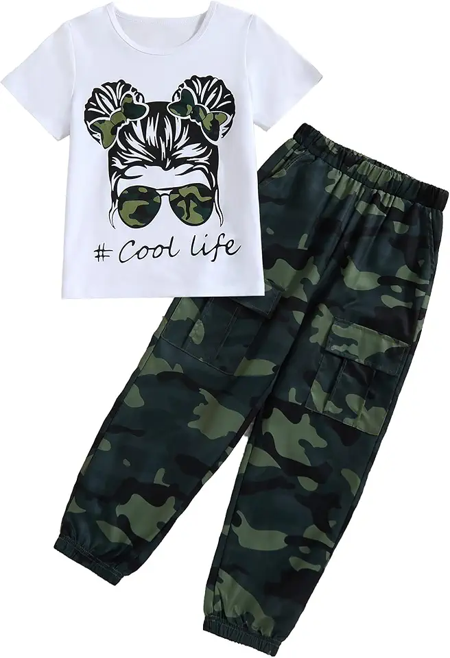 Kids Spotlight: Woleroyir Girl Clothes Cute Cool Girl Tops Splicing Pants 2 Piece Girls Summer Outfits 6-14 Years